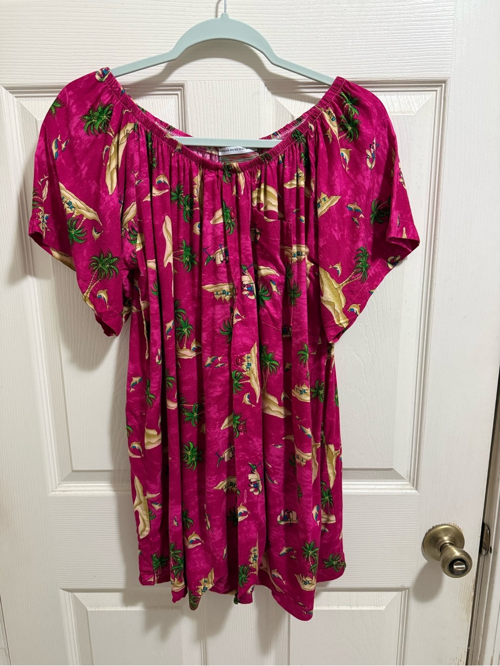 Urban Renewal Pink Tropical Off-Shoulder Tunic